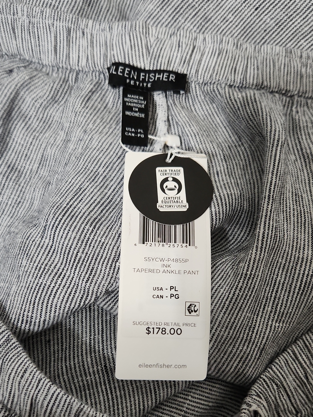 NWT Eileen Fisher Organic Linen Tapered Ankle Pant. Size PL - Picture 10 of 10